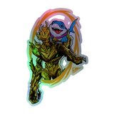 Groot and Jeff Holographic sticker 5in