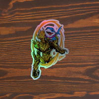 Groot and Jeff Holographic sticker 5in