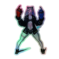 Rebecca Holographic sticker 5in