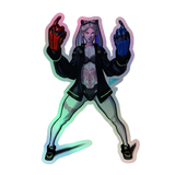 Rebecca Holographic sticker 5in