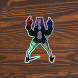 Rebecca Holographic sticker 5in